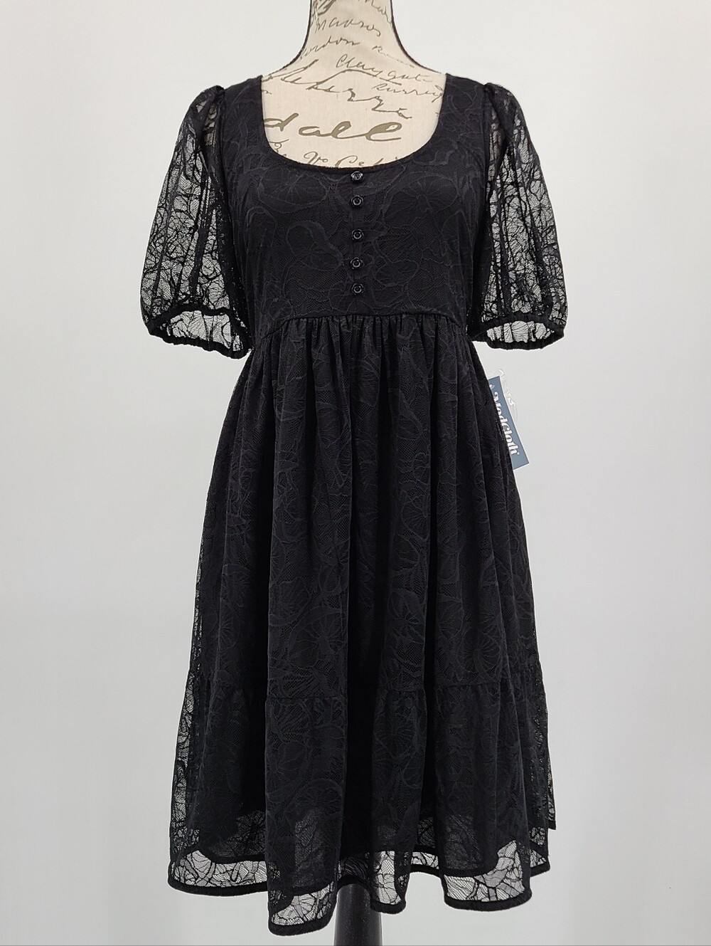 Modcloth Witchy Black Mushroom Lace Babydoll Dress Size Small